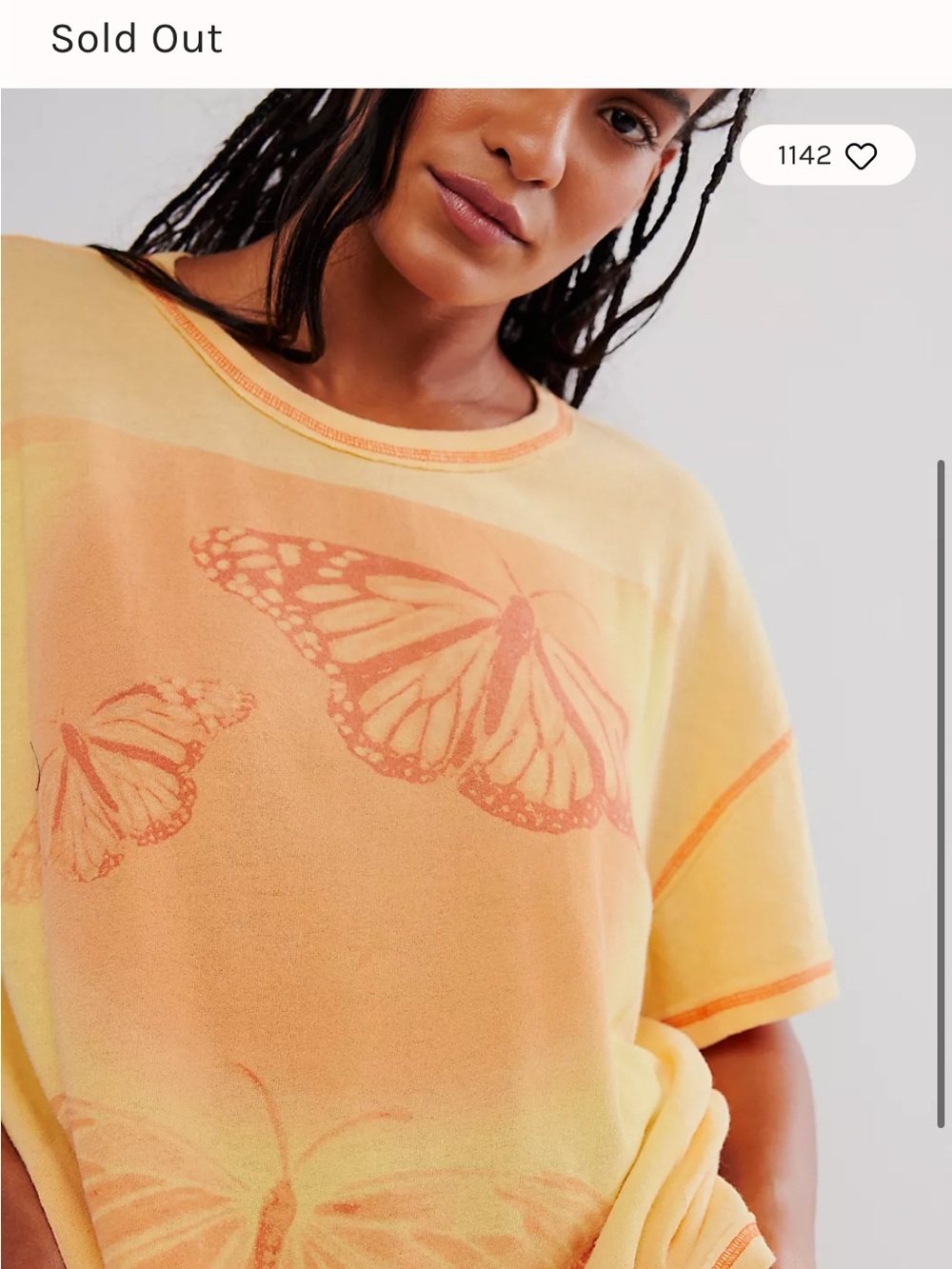 Free People Butterfly Short Sleeve Top - Yellow